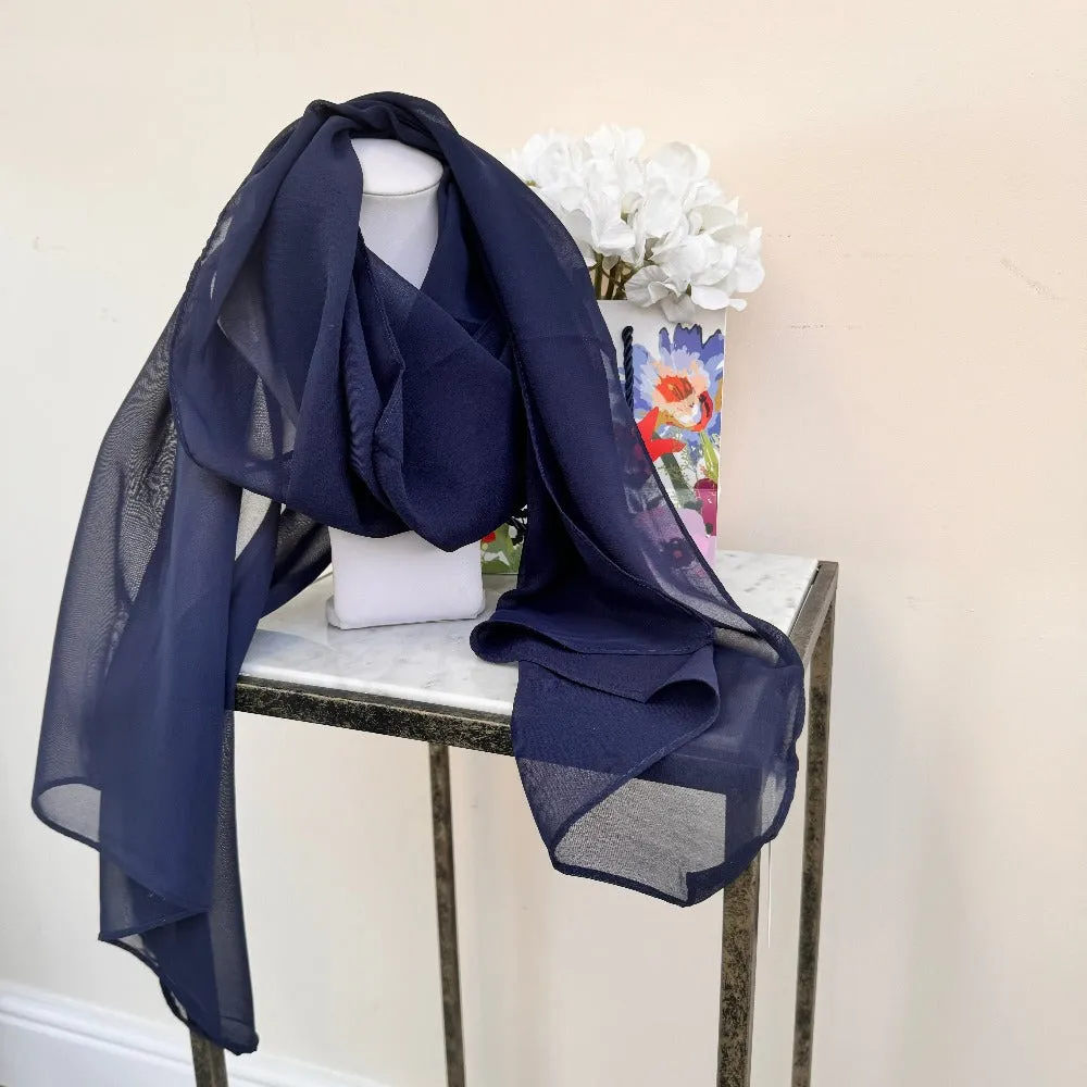 Navy Chiffon Wrap Scarf