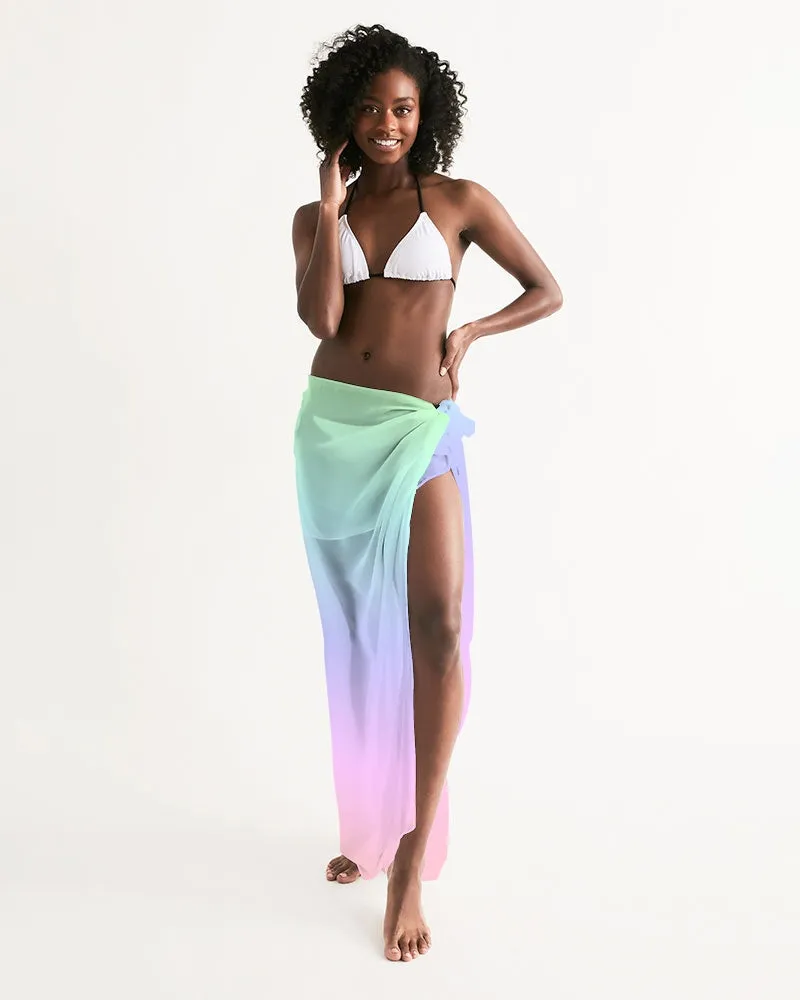 Pastel Ombre Swimsuit Cover Up Women, Rainbow Tie Dye Pink Wrap Front Sarong Bikini Bathing Suit Beach Sexy Long Flowy Skirt Coverup