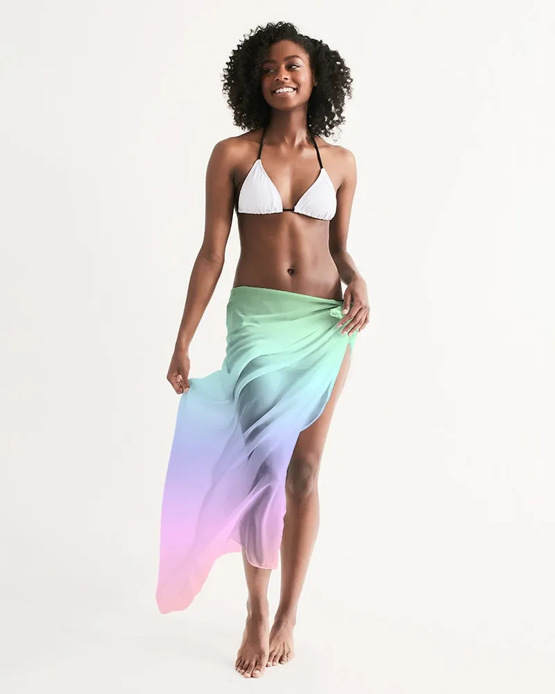 Pastel Ombre Swimsuit Cover Up Women, Rainbow Tie Dye Pink Wrap Front Sarong Bikini Bathing Suit Beach Sexy Long Flowy Skirt Coverup