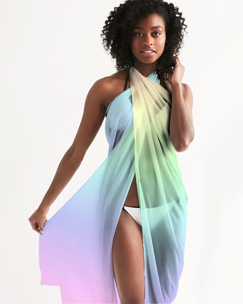 Pastel Ombre Swimsuit Cover Up Women, Rainbow Tie Dye Pink Wrap Front Sarong Bikini Bathing Suit Beach Sexy Long Flowy Skirt Coverup