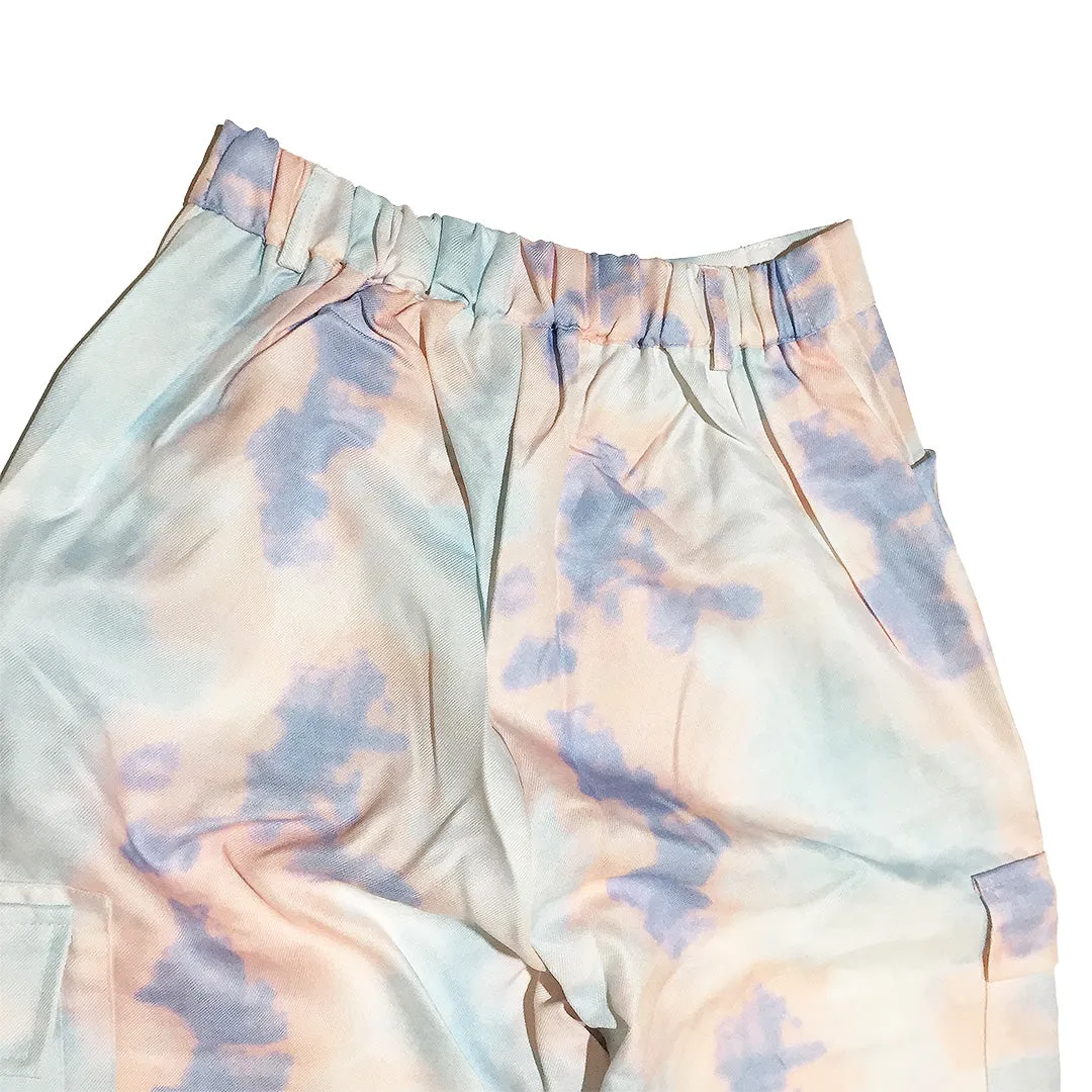 Pastel Tie Dye Print Cargo Pants