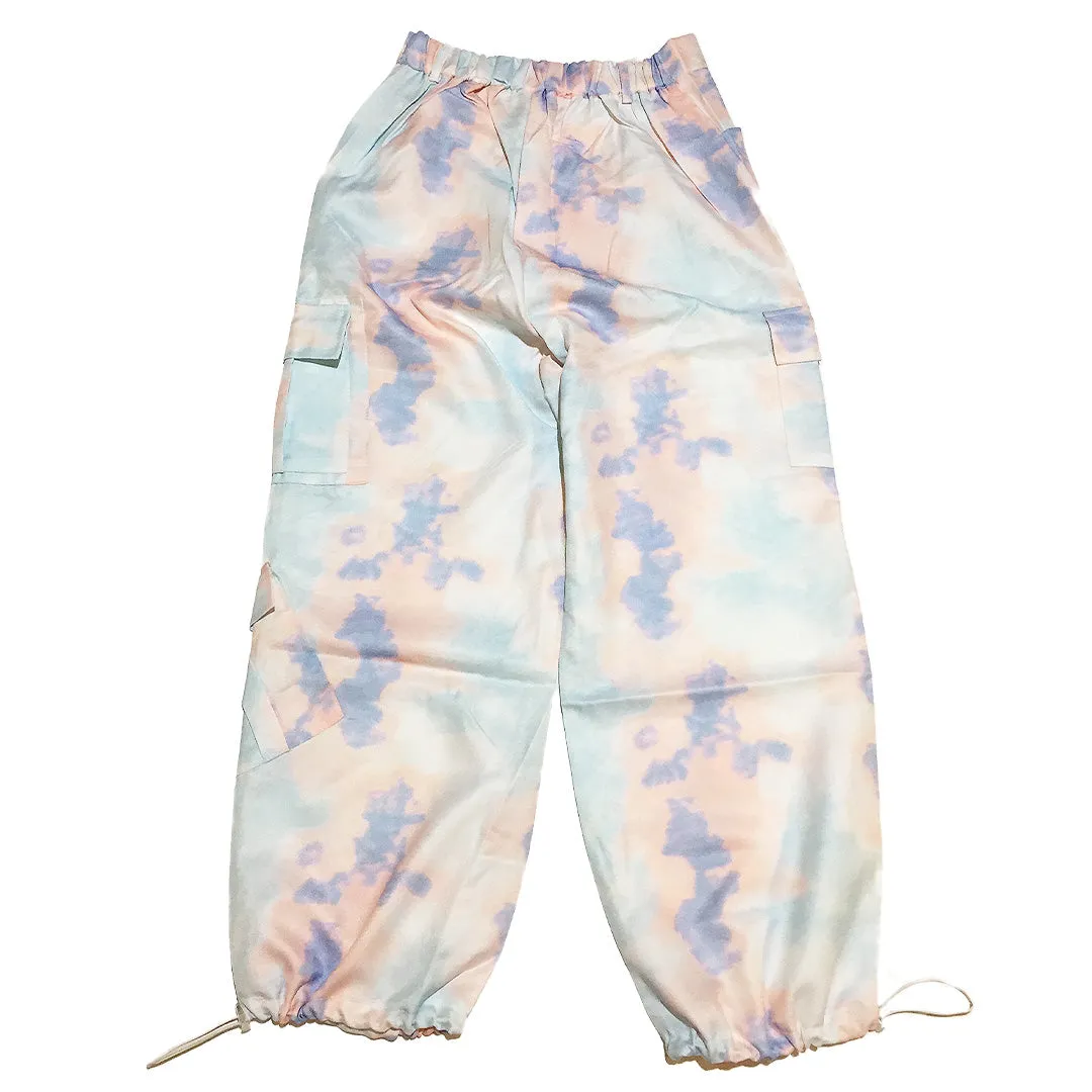 Pastel Tie Dye Print Cargo Pants