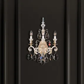 Renaissance 22 inch Black Armed Sconce with Heritage Crystal