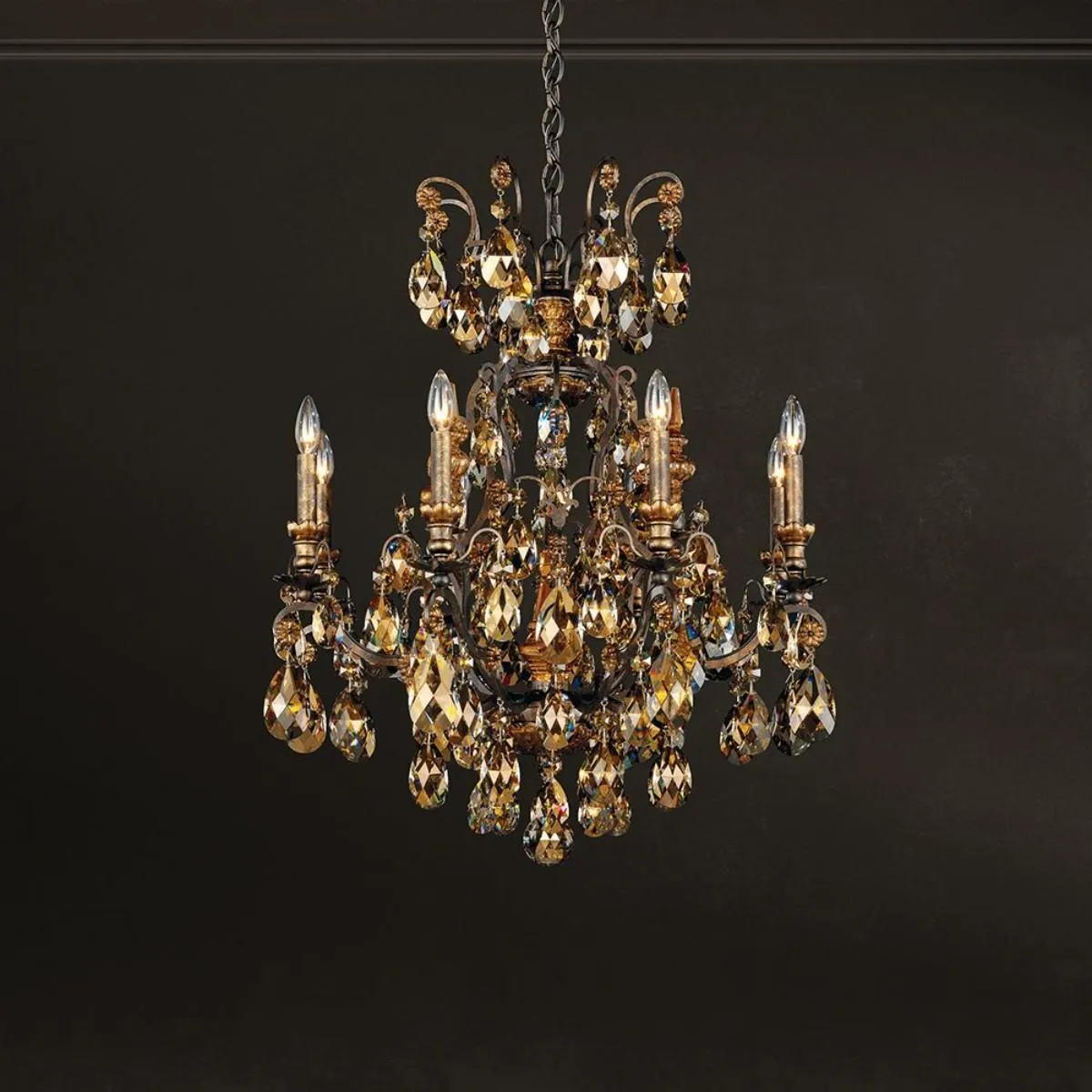 Renaissance 8 Light Heirloom Gold Chandelier with Heritage Crystal