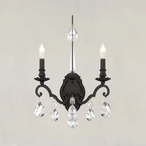 Renaissance Nouveau 21 inch. Black Armed Sconce with Heritage Crystal