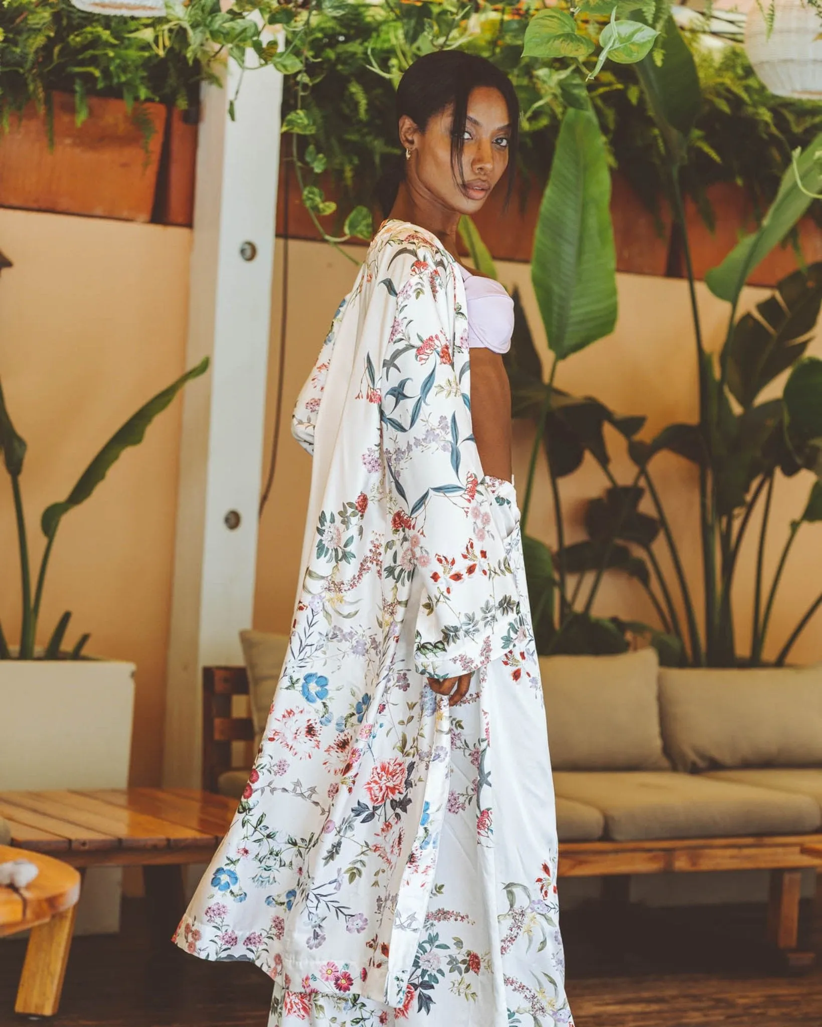 Romance White Floral Kimono