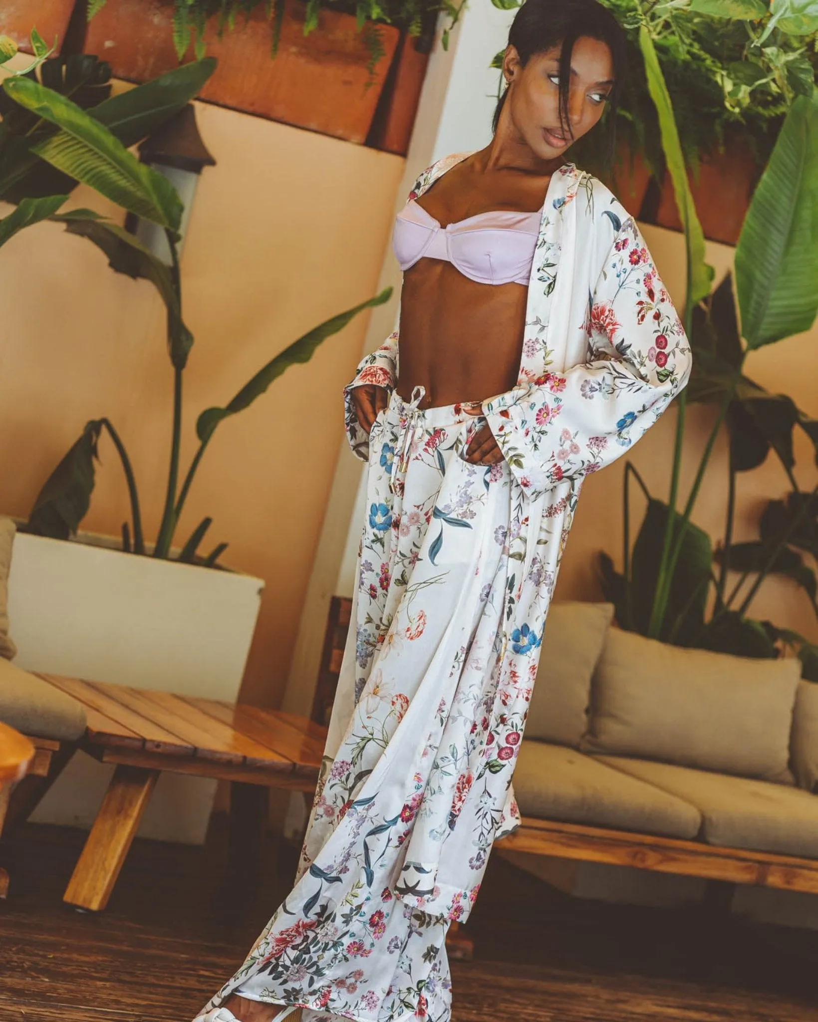 Romance White Floral Kimono