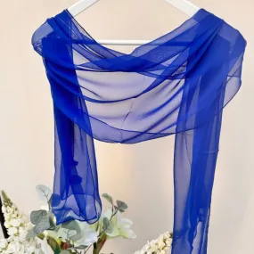 Royal Blue Chiffon Wrap Scarf