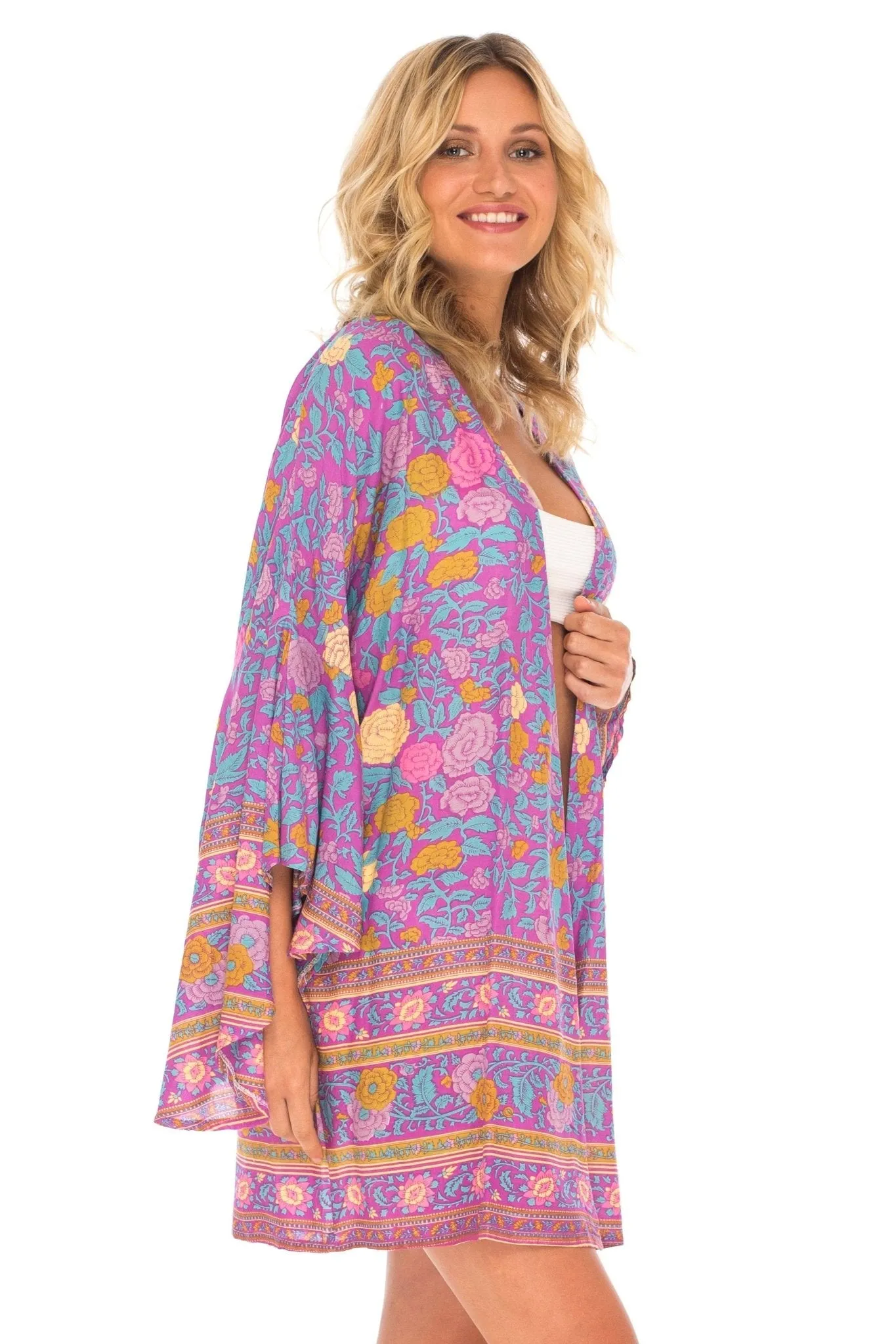 SHU-SHI Women's Sheer Kimono Cardigan Cover-Up | Loose Open Front Beach Kimono