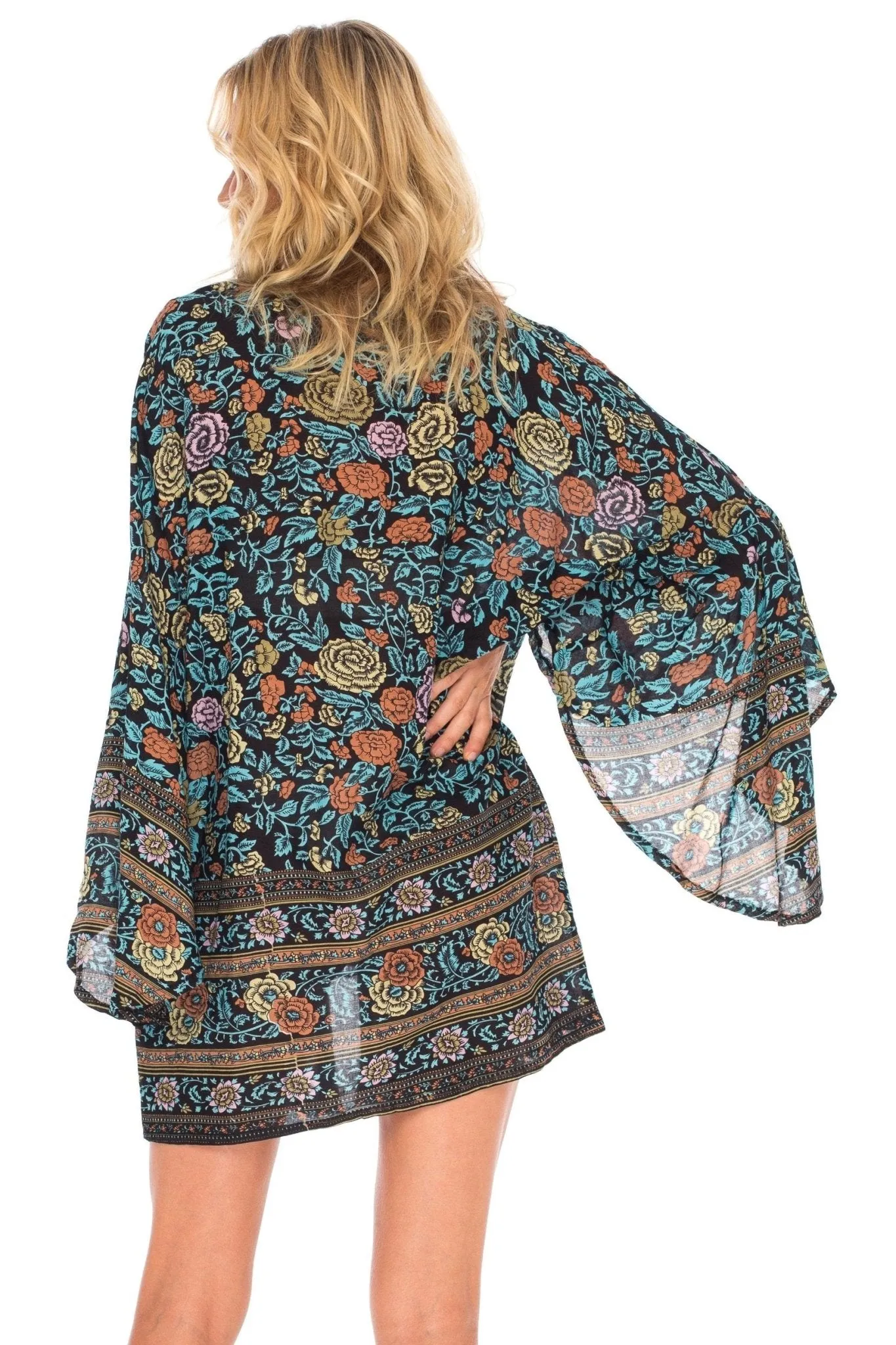 SHU-SHI Women's Sheer Kimono Cardigan Cover-Up | Loose Open Front Beach Kimono