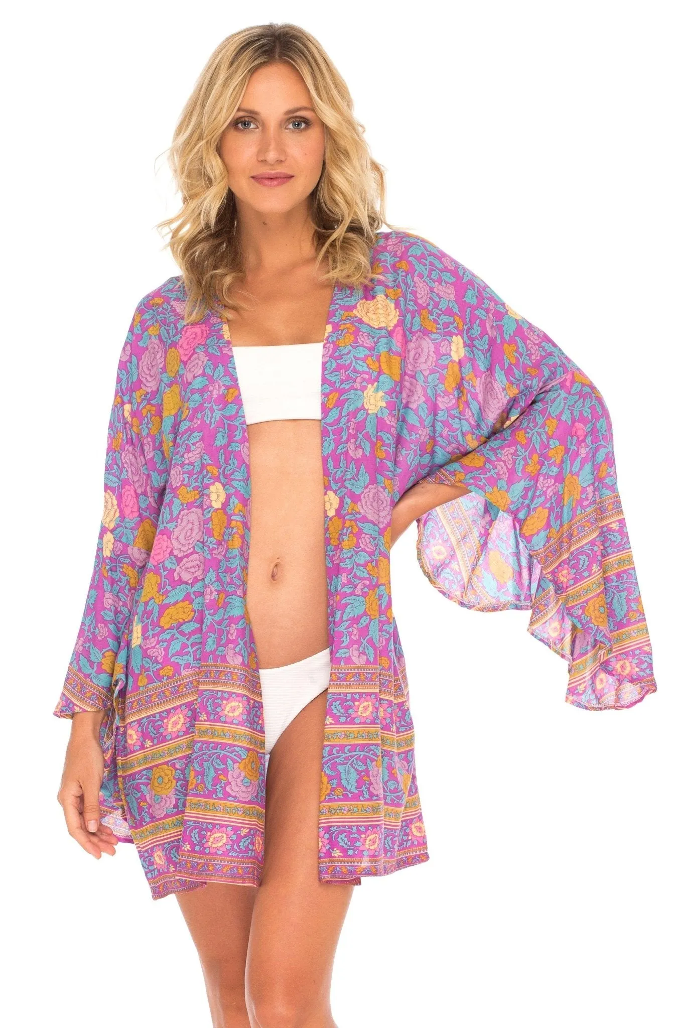 SHU-SHI Women's Sheer Kimono Cardigan Cover-Up | Loose Open Front Beach Kimono