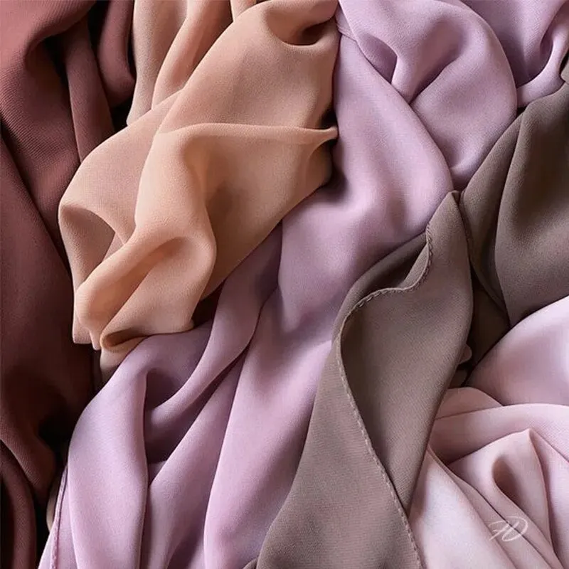 Solid Color Muslim Chiffon Scarf Hijab Headband for Women