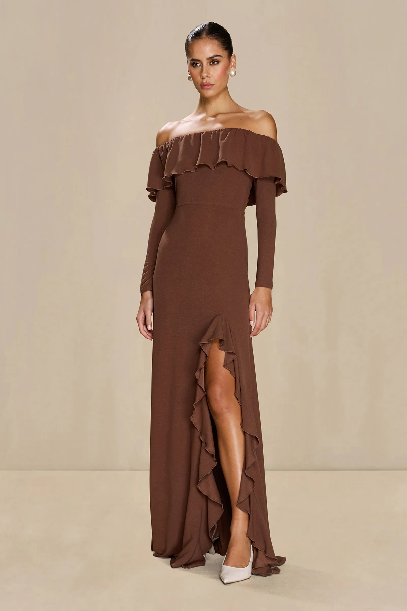 Sonya Aria Ruffle Dress - Espresso