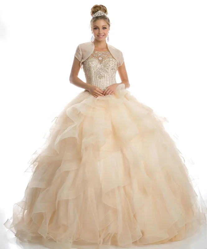 Sweetheart high neckline and a ruffled tulle ball gown JT1423