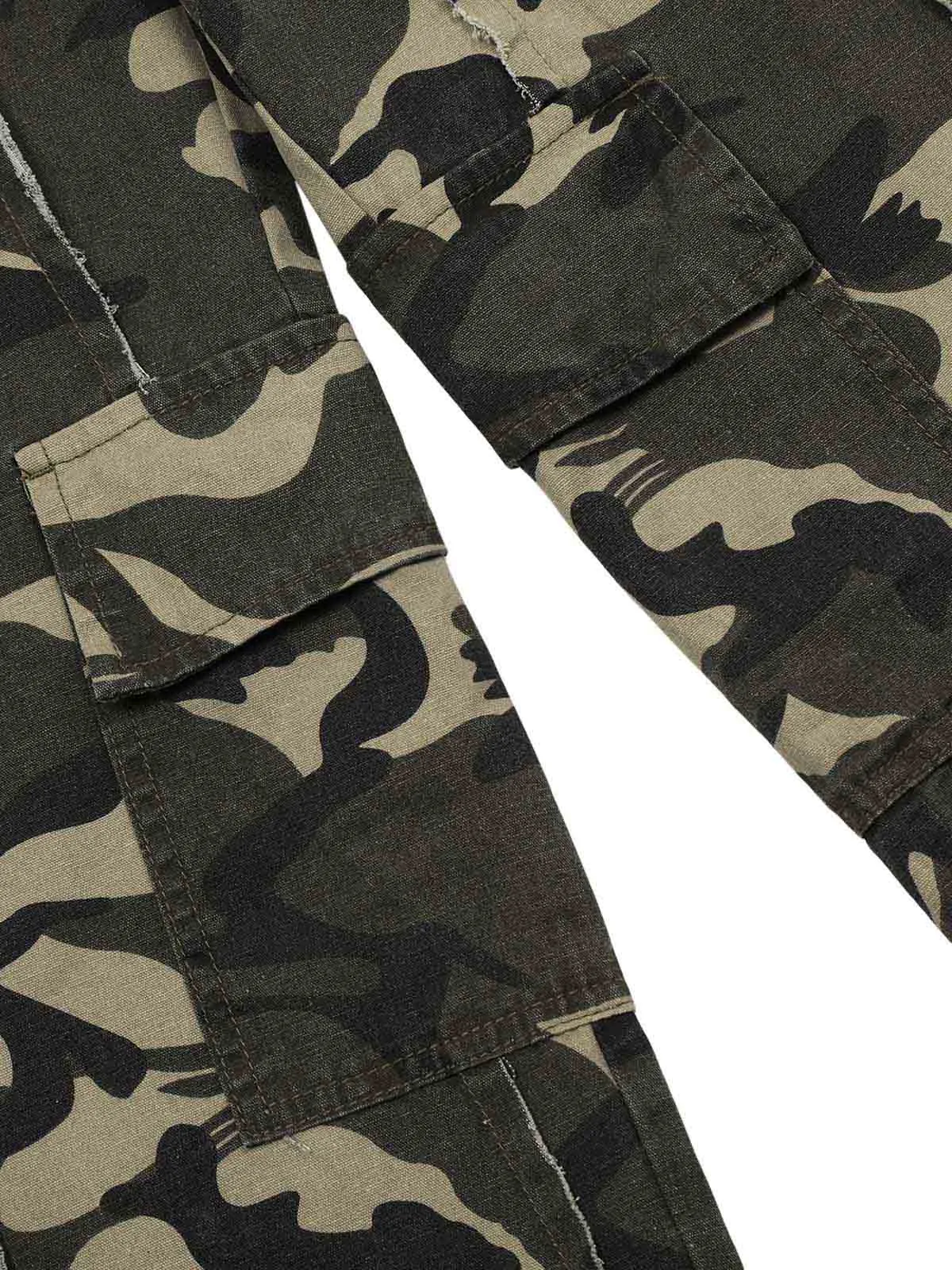 Thesupermade Camouflage Multi Pocket Patched Cargo Pants