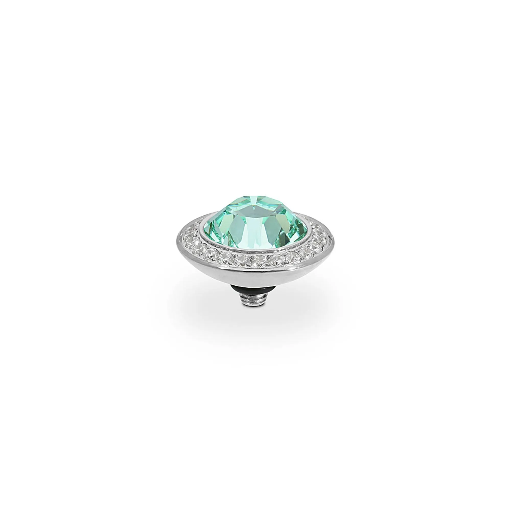 Tondo Deluxe Silver and Chrysolite Crystal Ring Gem Top, 13mm