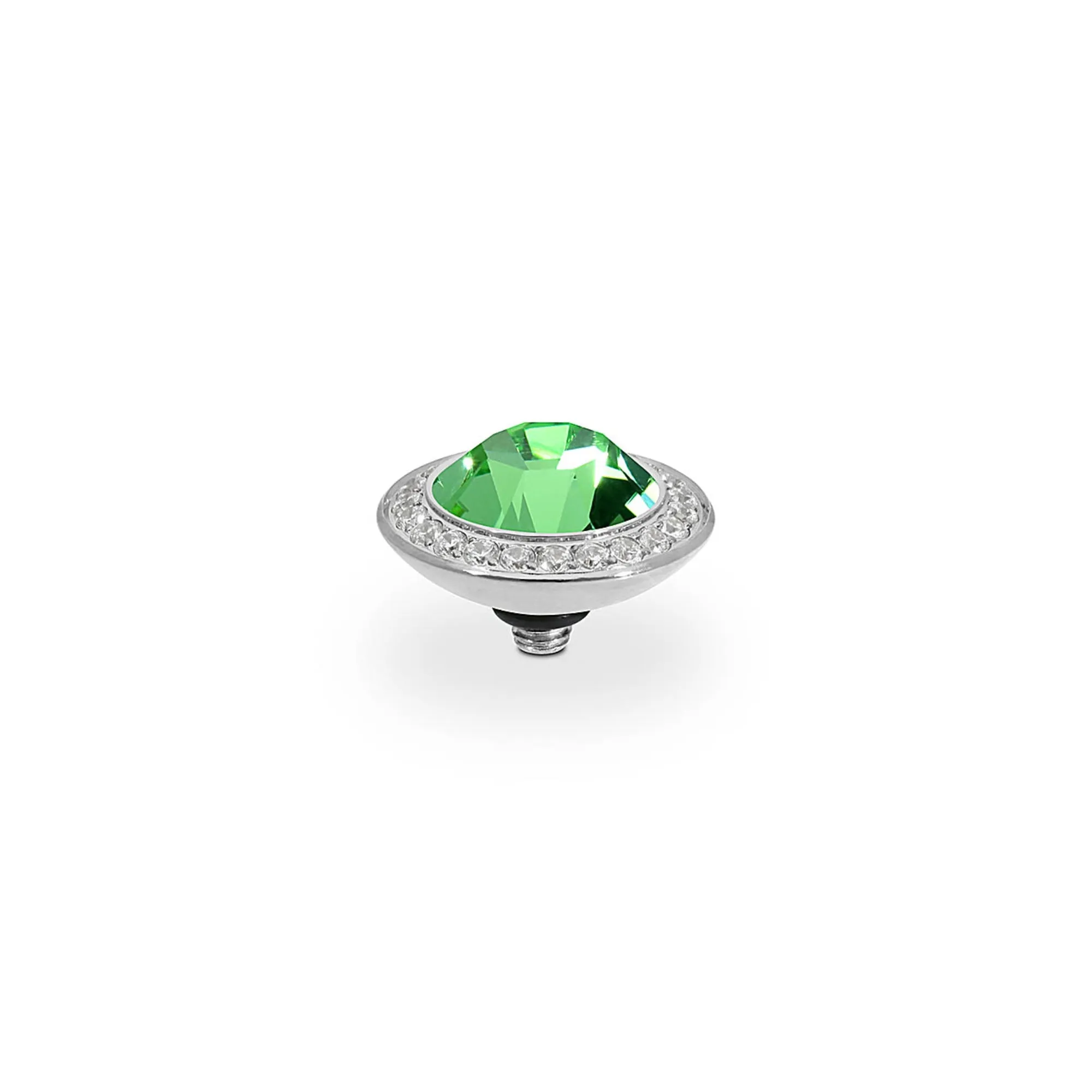 Tondo Deluxe Silver and Peridot Crystal Ring Gem Top, 13mm