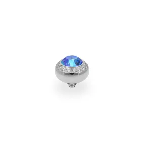 Tondo Deluxe Silver and Royal Blue Delite Crystal Ring Gem Top, 10mm