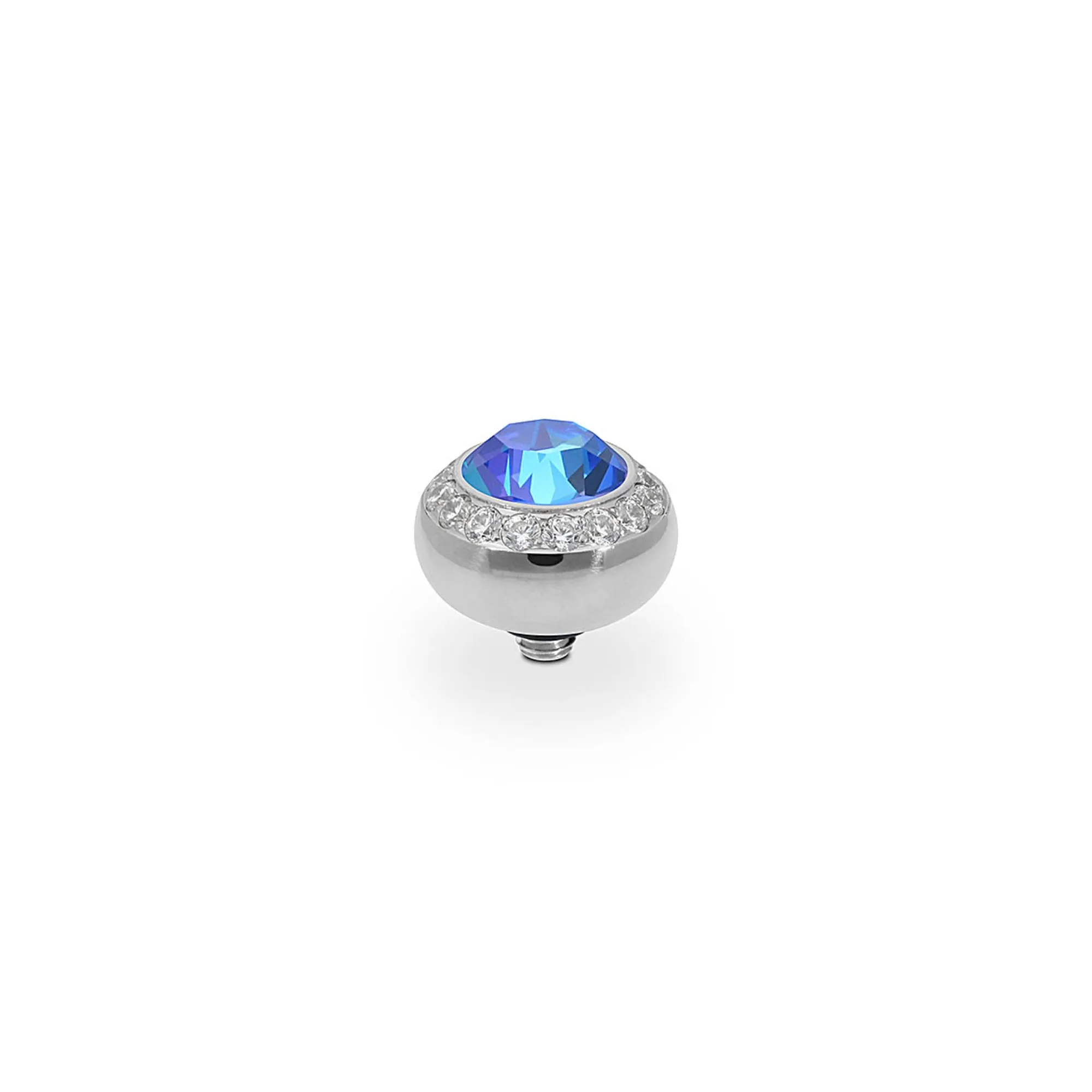 Tondo Deluxe Silver and Royal Blue Delite Crystal Ring Gem Top, 10mm