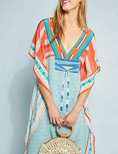 V Neck Beach Kaftan Short Sleeve Swimsuit Cover Up