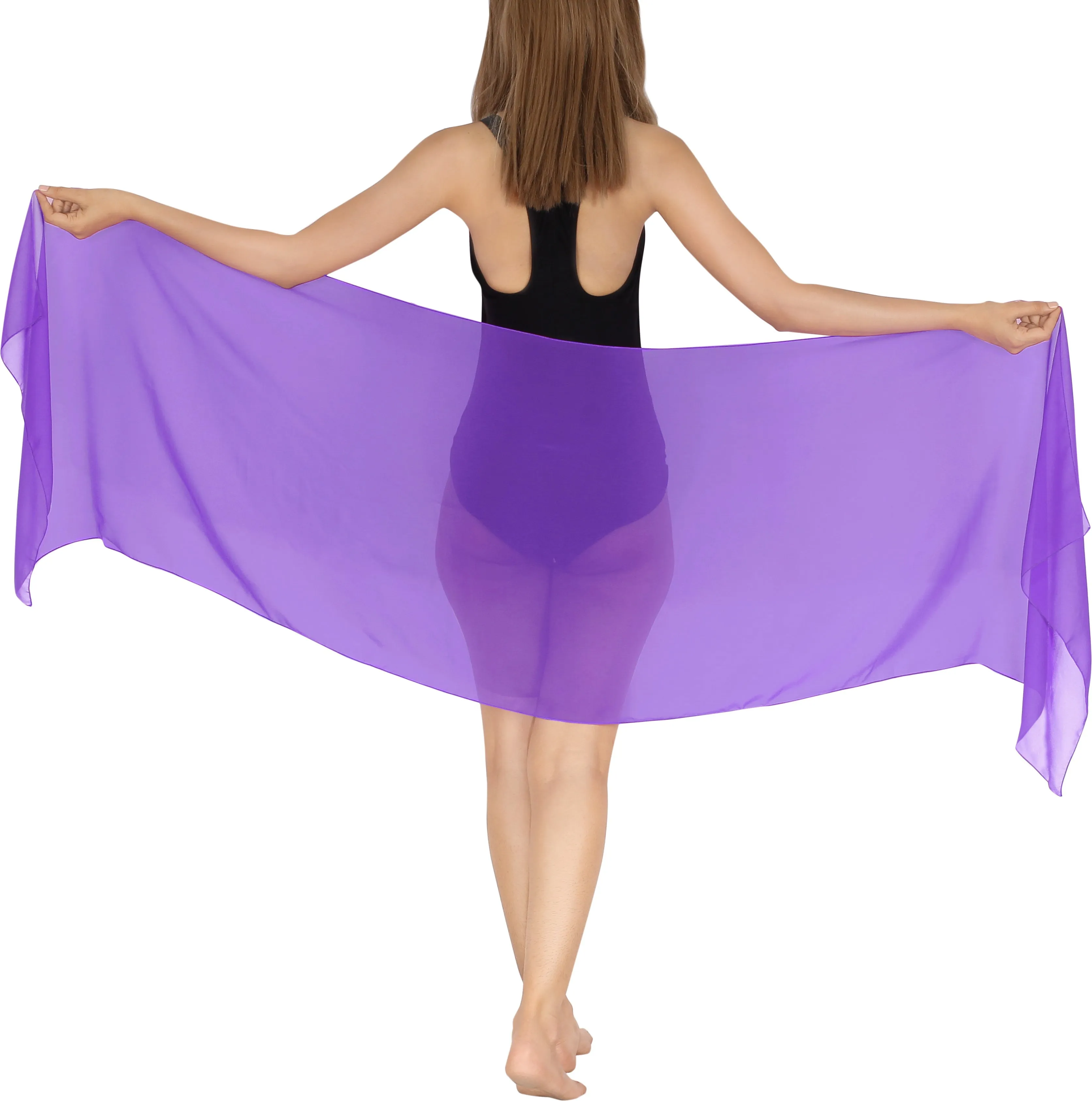 Violet Solid Sheer Short Elegant And Lightweight Beach Wrap Sarong