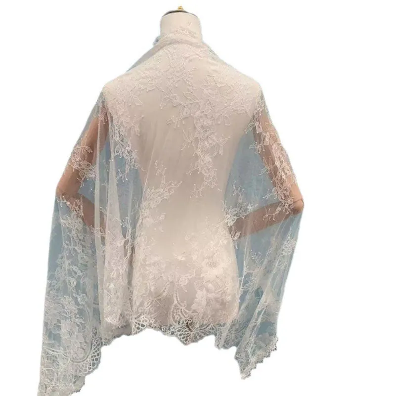 Wedding Cape Lace Hem Bridal Jackets Elegant Shawl