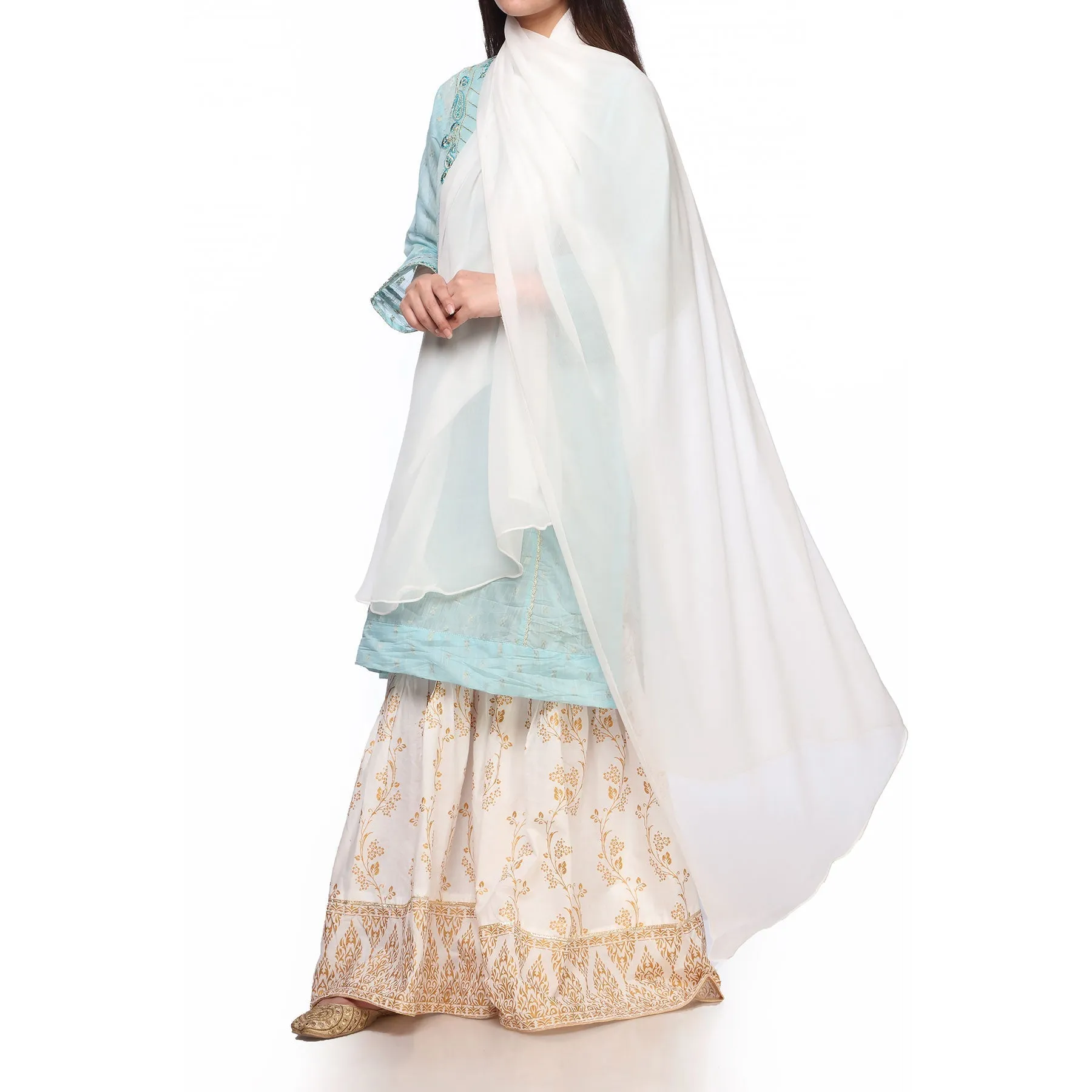 White Dyed Plain Chiffon Dupatta PS4709