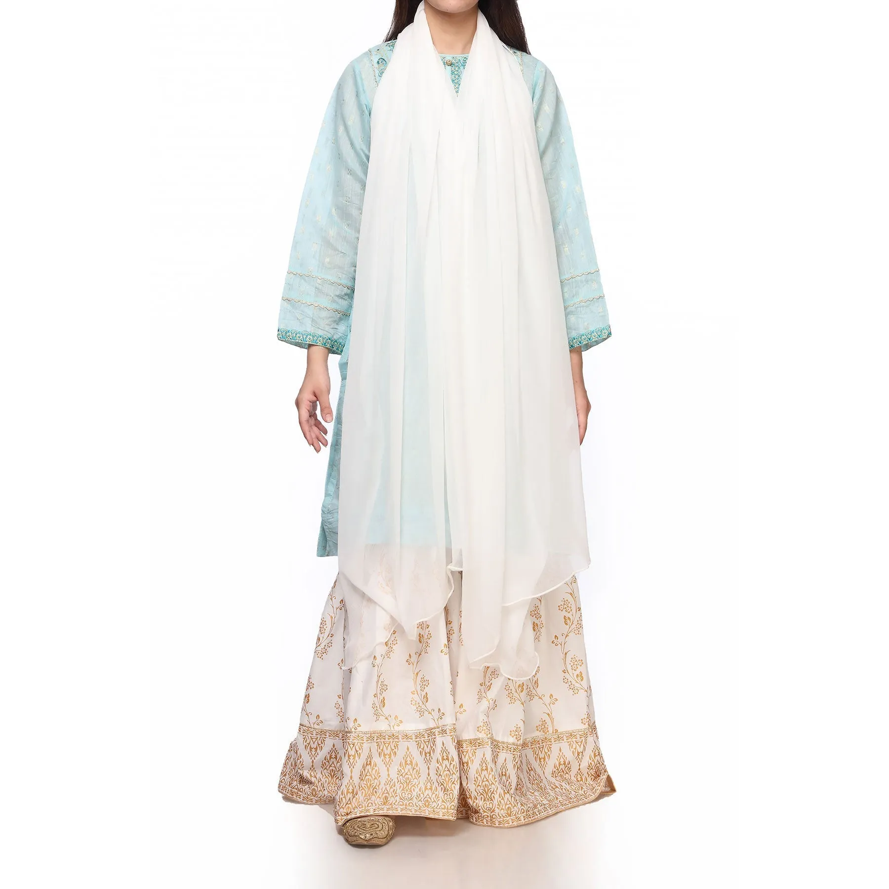 White Dyed Plain Chiffon Dupatta PS4709