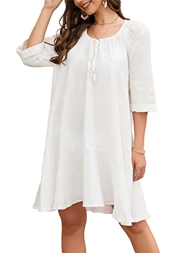 White Flowy Beach Dress: Women's Swimsuit Cover Up